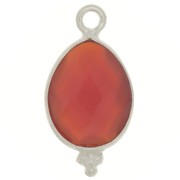 Ciondolo goccia sfaccettato con palline 16x9 mm Argento 925 - imitazione corniola