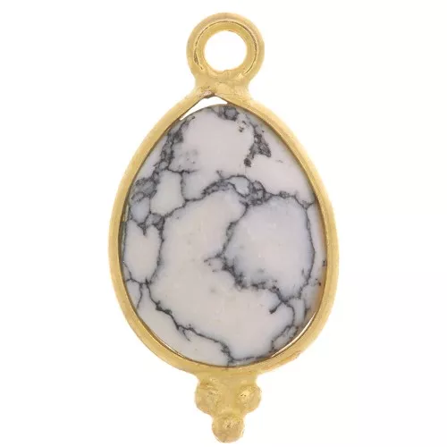 Ciondolo sfaccettato con palline 16x9 mm Argento 925 Placcato oro- Howlite