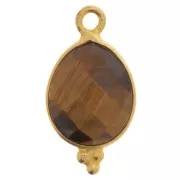 Ciondolo sfaccettato con palline 16x9 mm Argento 925 Placcato oro- Occhio di tigre