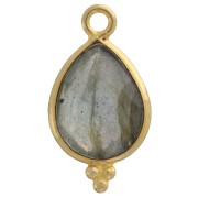 Ciondolo sfaccettato con palline 16x9 mm Argento 925 Placcato oro - Labradorite