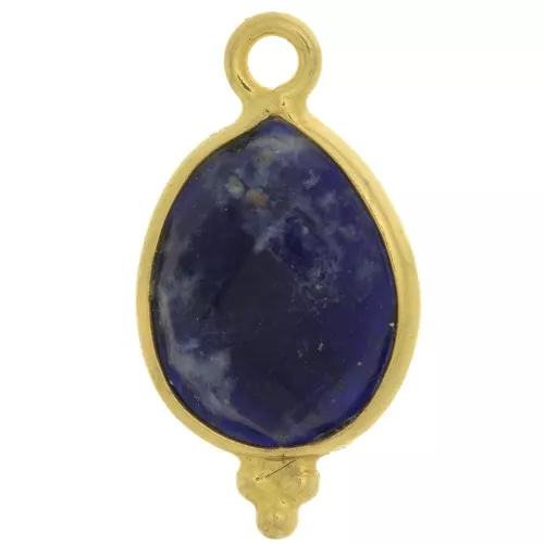 Ciondolo sfaccettato con palline 16x9 mm Argento 925 Placcato oro - Sodalite
