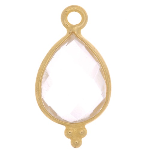 Ciondolo sfaccettato con palline 16x9 mm Argento 925 Placcato oro - Cristallo