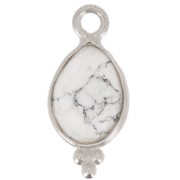 Ciondolo goccia sfaccettato con palline 14x7 mm Argento 925 - Howlite x1