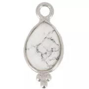 Ciondolo goccia sfaccettato con palline 14x7 mm Argento 925 - Howlite x1