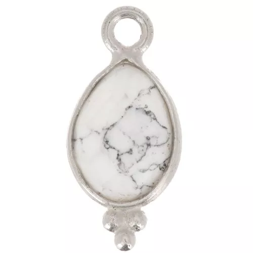 Ciondolo goccia sfaccettato con palline 14x7 mm Argento 925 - Howlite x1