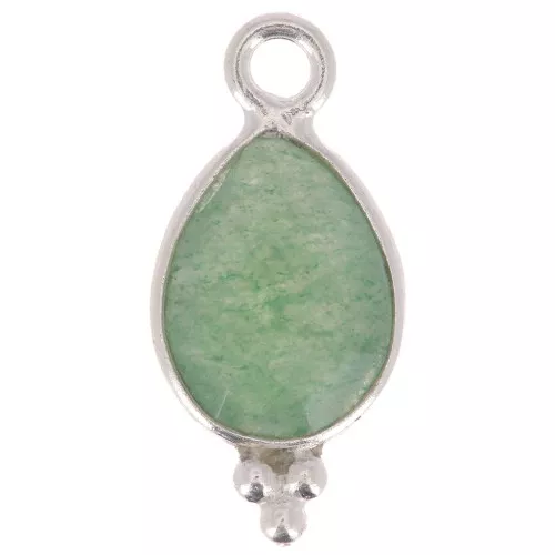 Ciondolo goccia sfaccettato con palline 14x7 mm Argento 925 - Avventurina x