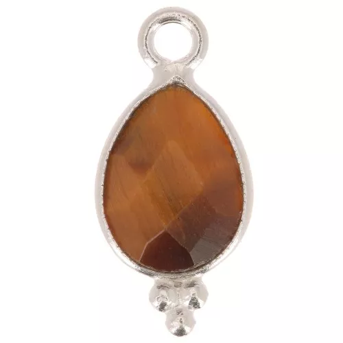 Ciondolo goccia sfaccettato con palline 14x7 mm Argento 925 - Occhio di tigre