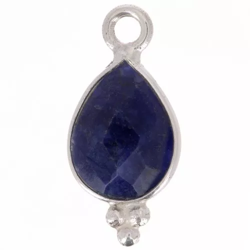 Ciondolo goccia sfaccettato con palline 14x7 mm Argento 925 - Sodalite x1