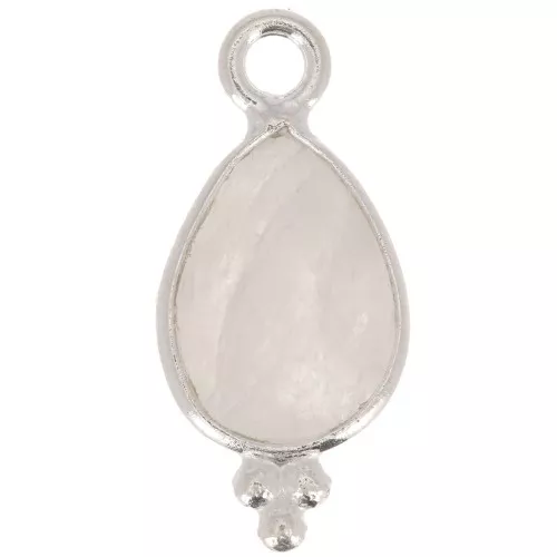 Ciondolo goccia sfaccettato con palline 14x7 mm Argento 925 - Pietra di luna