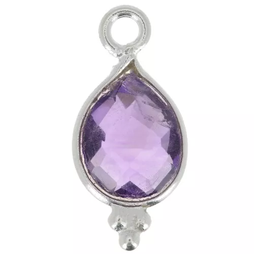 Ciondolo goccia sfaccettato con palline 14x7 mm Argento 925 - Ametista x1