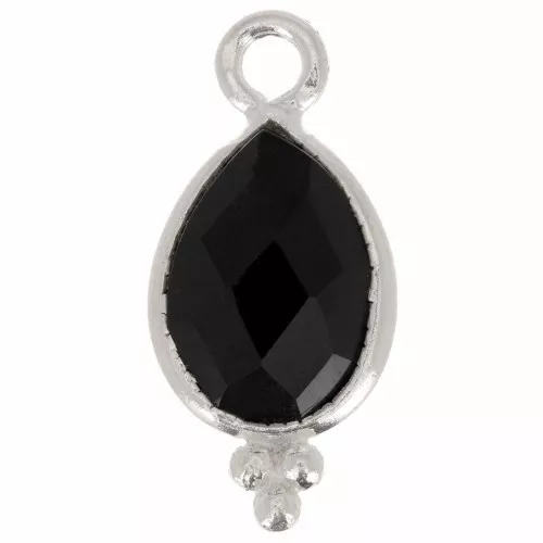 Ciondolo goccia sfaccettato con palline 14x7 mm Argento 925 Onice nero x1
