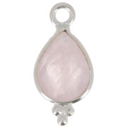 Ciondolo goccia sfaccettato con palline 14x7 mm Argento 925 - Quarzo rosa