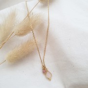 Ciondolo goccia sfaccettato con palline 14x7 mm Argento 925 - Quarzo rosa