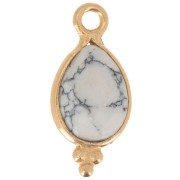 Ciondolo sfaccettato con palline 14x7 mm Argento 925 Placcato oro - Howlite|raw }}