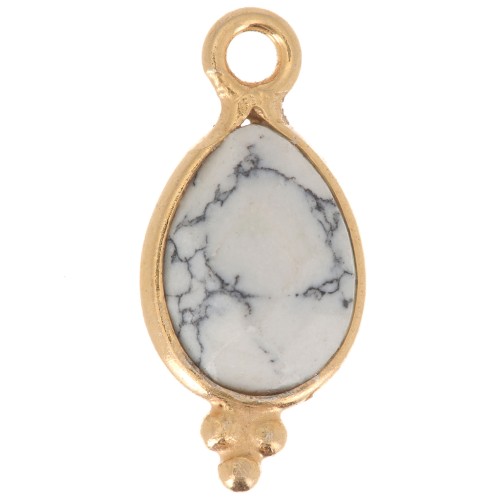 Ciondolo sfaccettato con palline 14x7 mm Argento 925 Placcato oro - Howlite