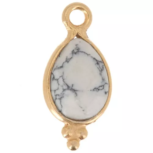 Ciondolo sfaccettato con palline 14x7 mm Argento 925 Placcato oro - Howlite