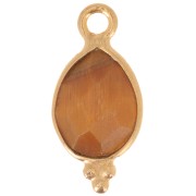 Ciondolo sfaccettato con palline 14x7 mm Argento 925 Placcato oro Occhio di tigre