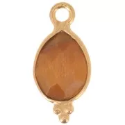 Ciondolo sfaccettato con palline 14x7 mm Argento 925 Placcato oro Occhio di tigre