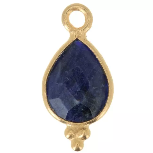 Ciondolo sfaccettato con palline 14x7 mm Argento 925 Placcato oro- Sodalite