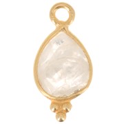 Ciondolo sfaccettato con palline 14x7 mm Argento 925 Placcato oro -Pietra di luna|raw }}