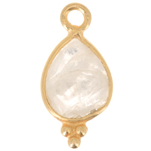 Ciondolo sfaccettato con palline 14x7 mm Argento 925 Placcato oro -Pietra di luna