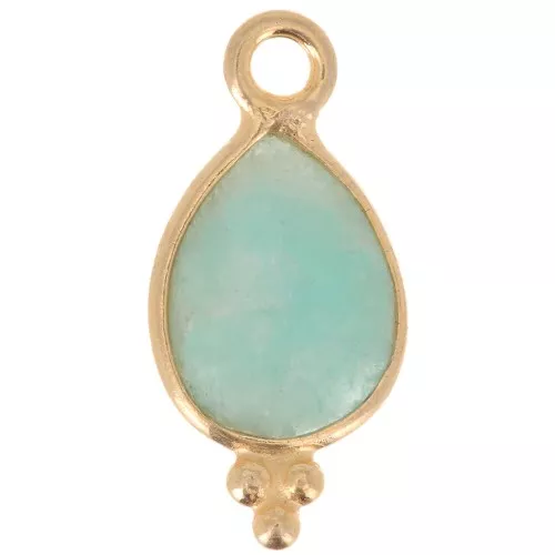Ciondolo sfaccettato con palline 14x7 mm Argento 925 Placcato oro - Amazzonite