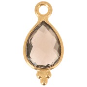 Ciondolo sfaccettato con palline 14x7 mm Argento 925 Placcato oro - quarzo fume'