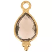 Ciondolo sfaccettato con palline 14x7 mm Argento 925 Placcato oro - quarzo fume'