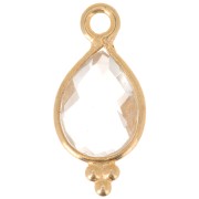 Ciondolo goccia sfaccettato con palline14x7 mm Argento 925 Placcato oro Cristallo