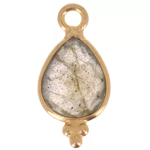 Ciondolo goccia sfaccettato con palline 14x7mm Argento925 Placcato oro Labradorite
