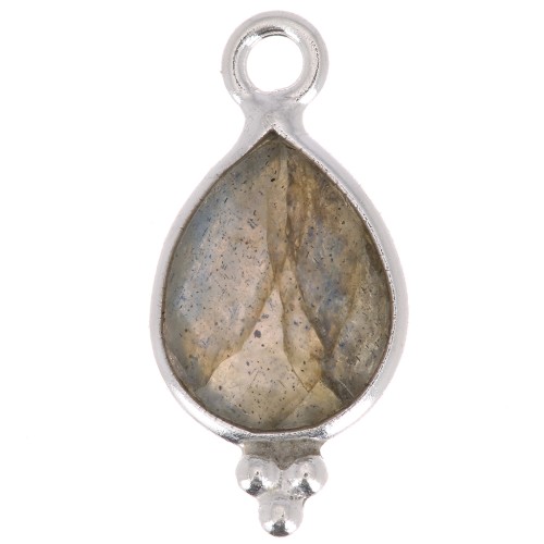 Ciondolo goccia sfaccettato con palline 14x7 mm Argento 925 - Labradorite