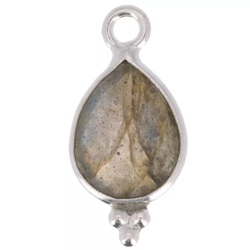 Ciondolo goccia sfaccettato con palline 14x7 mm Argento 925 - Labradorite