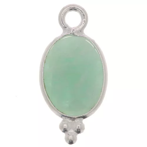 Ciondolo ovale sfaccettato con palline 14x7 mm Argento 925 - Amazzonite x1