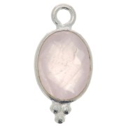 Ciondolo ovale sfaccettato con palline 14x7 mm Argento 925 - Quarzo rosa x|raw }}