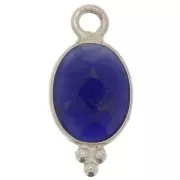 Ciondolo ovale sfaccettato con palline 14x7 mm Argento 925 - Sodalite x1