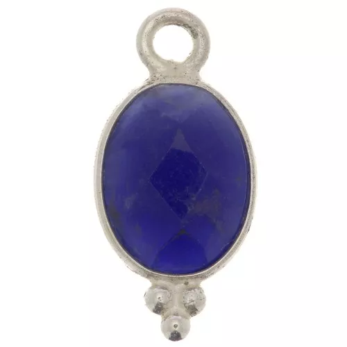 Ciondolo ovale sfaccettato con palline 14x7 mm Argento 925 - Sodalite x1
