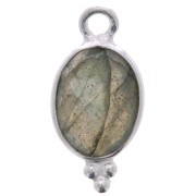 Ciondolo ovale sfaccettato con palline 14x7 mm Argento 925 - Labradorite x