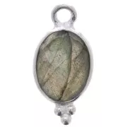 Ciondolo ovale sfaccettato con palline 14x7 mm Argento 925 - Labradorite x