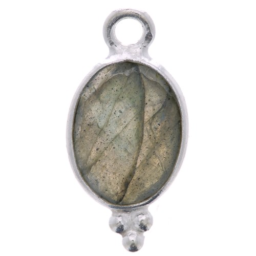 Ciondolo ovale sfaccettato con palline 14x7 mm Argento 925 - Labradorite x