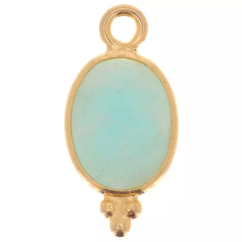 Ciondolo sfaccettato con palline 14x7 mm Argento 925 Placcato oro- Amazzonite