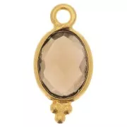 Ciondolo sfaccettato con palline 14x7 mm Argento 925 Placcato oro- Quarzo fume'