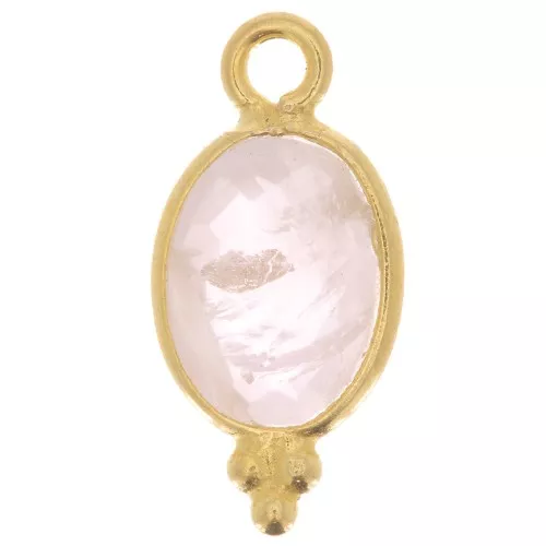Ciondolo sfaccettato con palline 14x7 mm Argento 925 Placcato oro Quarzo