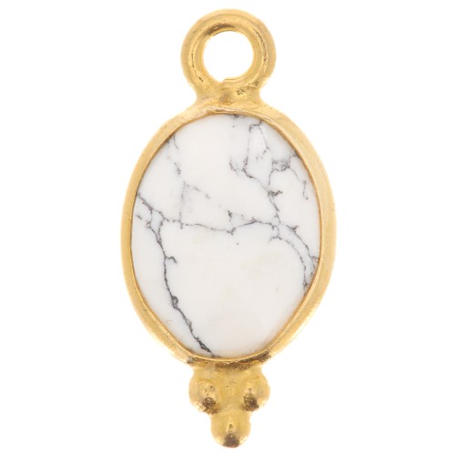 Ciondolo sfaccettato con palline 14x7 mm Argento 925 Placcato oro - Howlite