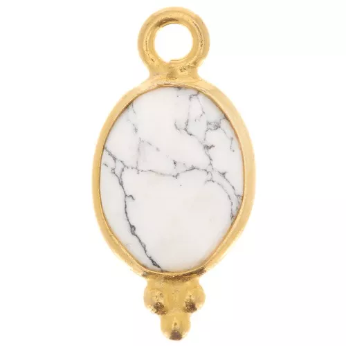 Ciondolo sfaccettato con palline 14x7 mm Argento 925 Placcato oro - Howlite