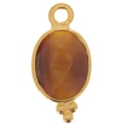 Ciondolo sfaccettato con palline 14x7 mm Argento 925 Placcato oro occhio di tigre|raw }}