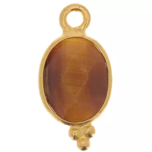 Ciondolo sfaccettato con palline 14x7 mm Argento 925 Placcato oro occhio di tigre