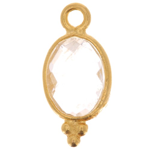 Ciondolo sfaccettato con palline 14x7 mm Argento 925 Placcato oro Cristallo