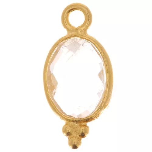 Ciondolo sfaccettato con palline 14x7 mm Argento 925 Placcato oro Cristallo