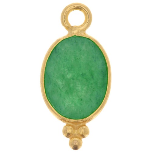 Ciondolo sfaccettato con palline 14,5x7 mm - Argento 925 placcato oro - Aventurina