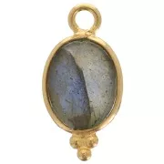 Ciondolo sfaccettato con palline 14x7 mm Argento 925 Placcato oro Labradorite